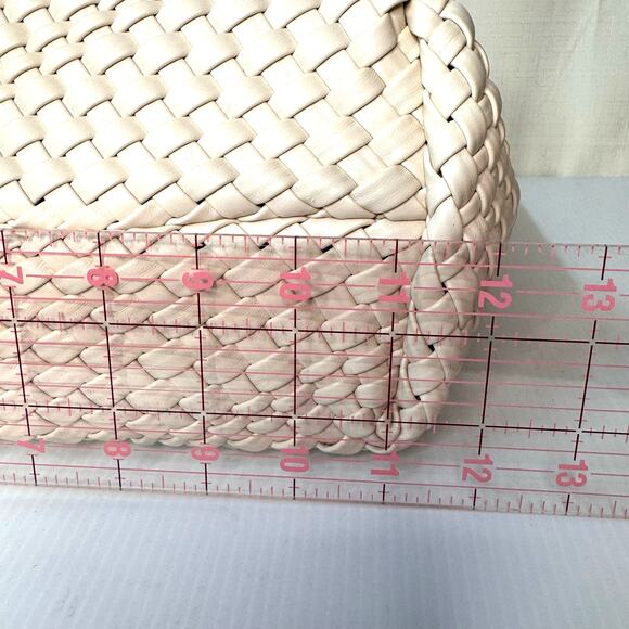 RACHEL ZOE Shoulder Bag Clutch Woven Cream Modern Minimalist Neutral Capsule - Picture 12 of 16